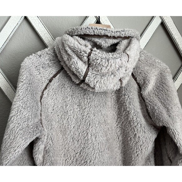 Kuhl Flight Women's S Fleece Pullover Jacket Stowaway Hood Stone - Picture 7 of 12